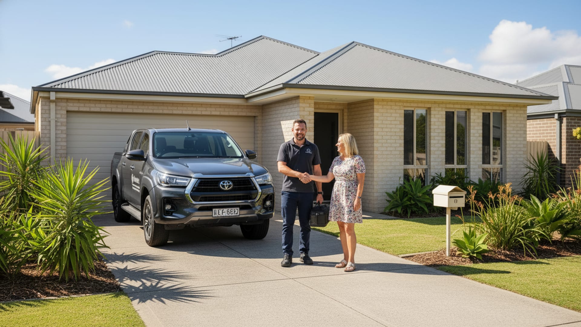 Happy Perth homeowner shaking hands with PinPoint inspector after building inspection