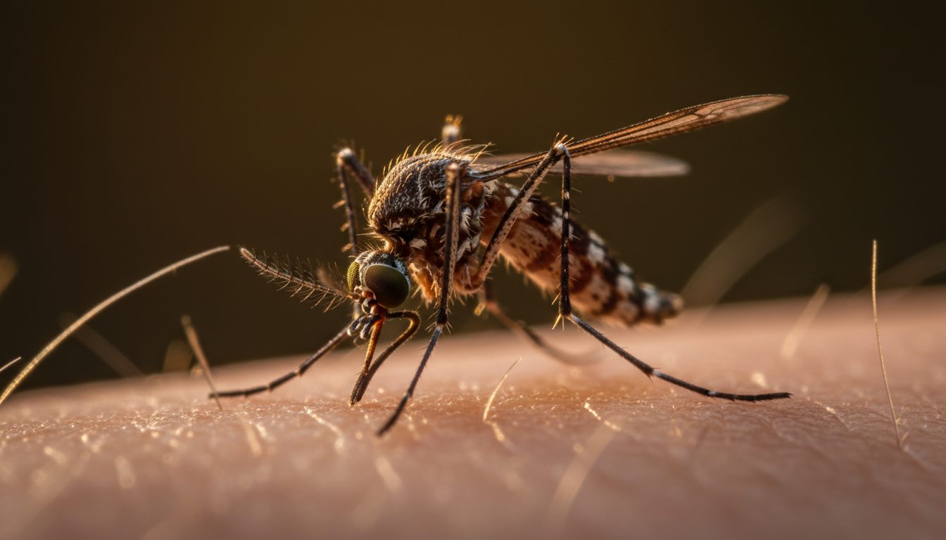 Mosquito landing on skin — professional mosquito control Perth